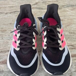 adidas Women’s Black Athletic Shoes with Pink and White Accents